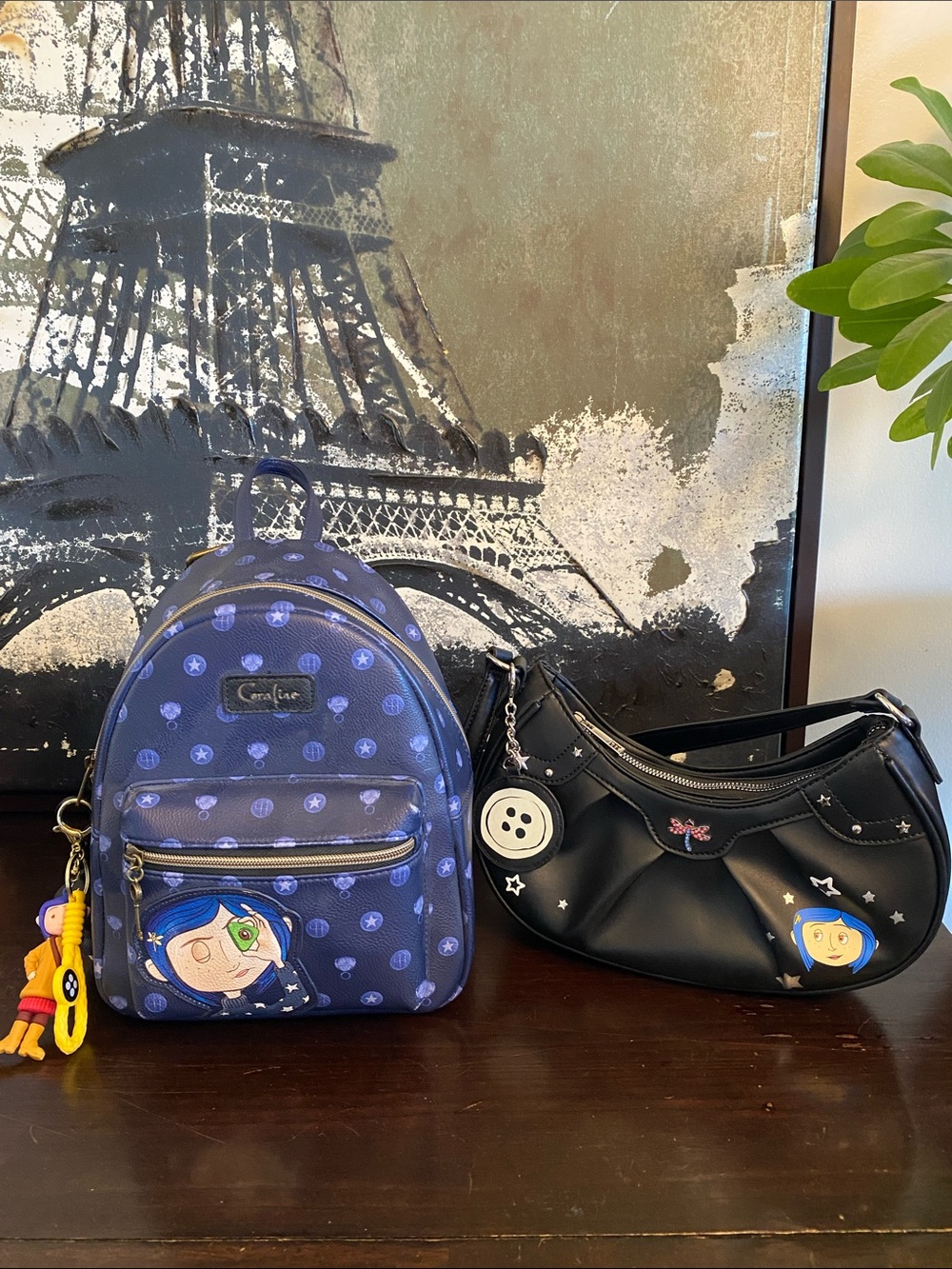 Lot Of 2 Loungefly Coraline Small Backpack & Hot Topic Coraline Purse